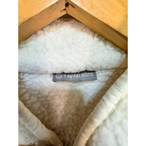 T By Talbots Womens Fleece Zip-Up Jacket Pockets Size M Ivory - Picture 2 of 11